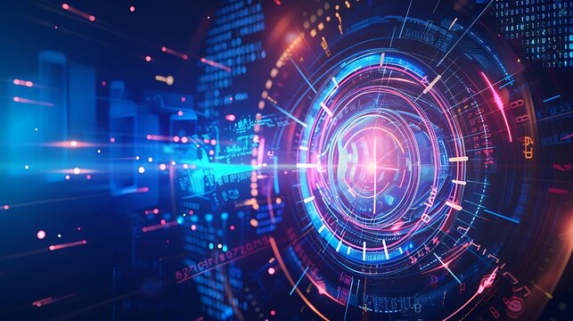 Abstract futuristic technology background with digital number timer concept and countdown