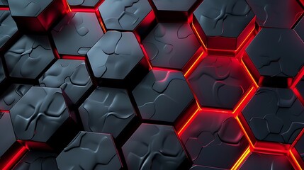 Abstract grey metallic overlap red light hexagon mesh design modern luxury futuristic technology background