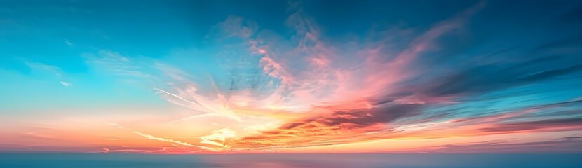 Fototapeta premium Enchanted Sunset Sky with Orange and Blue Hues