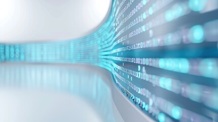 A blue and white computer screen with a long line of numbers