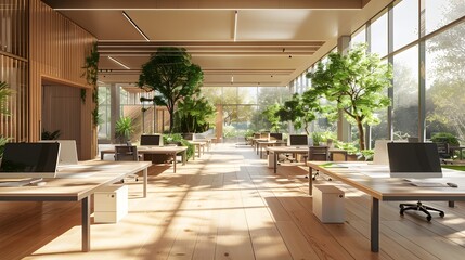 Light & Airy Workspace 3D Office Interior Render