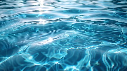 Pool water background, blue ripple water with sunlight reflection pattern. 