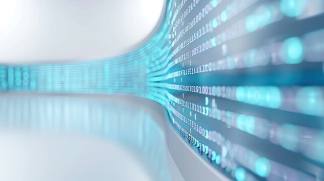 A blue and white computer screen with a long line of numbers