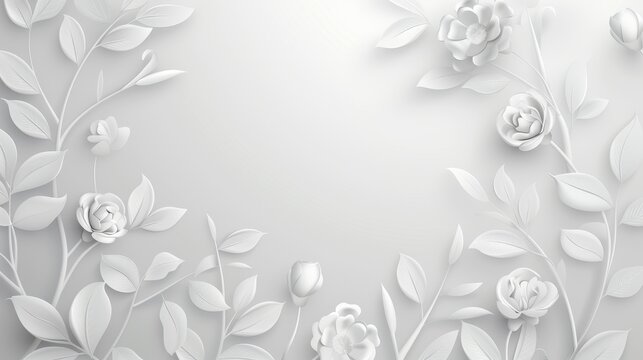 Fototapeta A white background with a flowery border