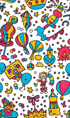 cartoon 2d illustrator doodle pattern, cute pattern in graphic seamless pattern