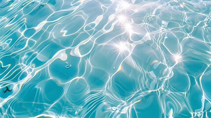 Pool water background, blue ripple water with sunlight reflection pattern. 