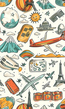 cartoon 2d illustrator doodle pattern, cute pattern in graphic seamless pattern