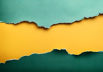 Torn Green and Yellow Paper Background with Copy Space