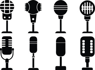 Microphone icon set. Different microphone collection. Vector


