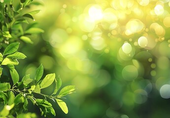 Green Leaves Sunlight Bokeh Blurred Nature Background