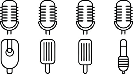Microphone icon set. Different microphone collection. Vector


