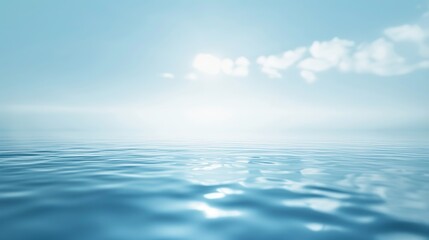 Obraz premium Soft Blue Abstract Background with Gentle Sunlight and Light Blue Sky Featuring White Clouds, Perfect for Design, Banner, or Wallpaper Templates&nbsp;