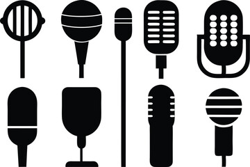 Microphone icon set. Different microphone collection. Vector


