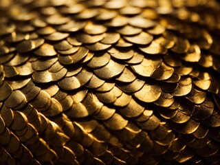 Golden metal texture of dragon or snake scales