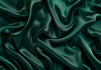 Fototapeta premium Elegant Emerald Green Silk Satin Fabric Background