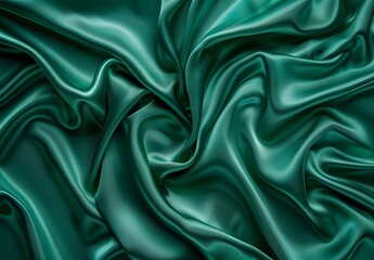 Obraz premium Elegant Emerald Green Satin Fabric Background