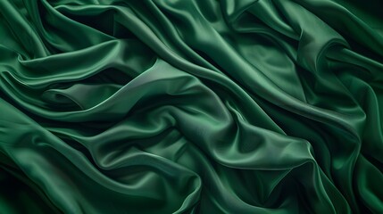Fototapeta premium Elegant Green Fabric Drapes, High Resolution Texture