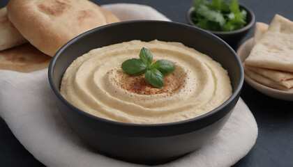 hummus dip with pita bread
