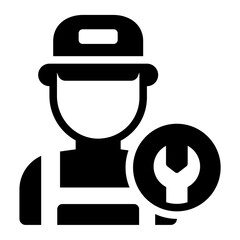 Technician mechanic icon for HVAC repair and maintenance services