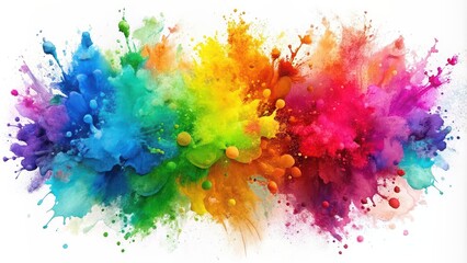 Vibrant watercolor splashes in various colors on a white background, watercolor, colorful, abstract, art, background, vibrant