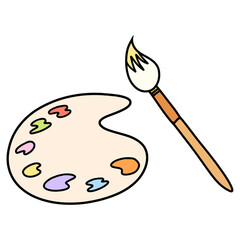 Back to school painting and paintbrush