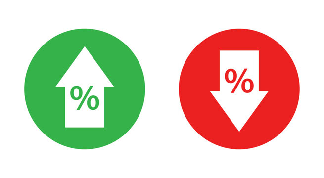 Arrow up and arrow down with percentage icon