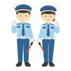 警備員の男女のイラスト
