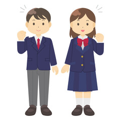 Fototapeta premium ブレザーを着た男女のイラスト