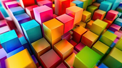 Obraz premium Abstract cubes in different colors creating a visually stimulating and modern artistic composition.