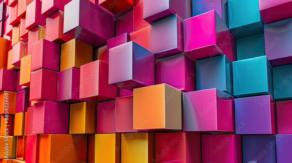 Aufkleber artistic display of abstract cubes in vibrant colors, creating a visually appealing and modern desig