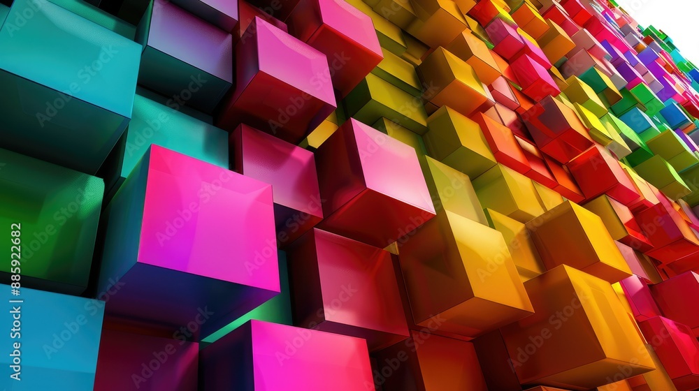 Aufkleber artistic display of abstract cubes in vibrant colors, creating a visually appealing and modern desig