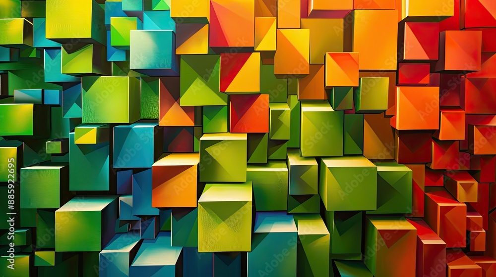 Aufkleber artistic display of abstract cubes in vibrant colors, creating a visually appealing and modern desig