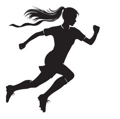 Female soccer football player silhouette vector on white background.