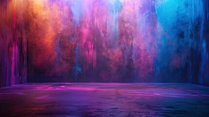 Fototapeta premium Colorful backdrop on an empty stage with dynamic lighting and artistic decor