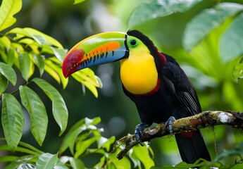 Fototapeta premium Vibrant Toucan Perched on Branch in Costa Rica