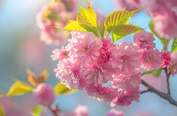 Delicate Pink Cherry Blossoms in Full Bloom
