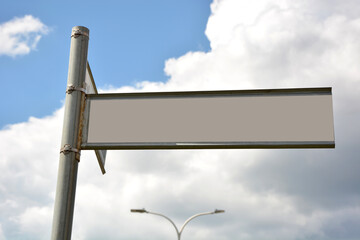 Blank street road sign with sky background
