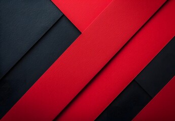 Abstract Red & Black Diagonal Shapes Minimalist Art