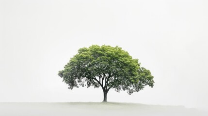 Obraz premium Isolated big tree against a clean white backdrop, emphasizing solitude and simplicity.