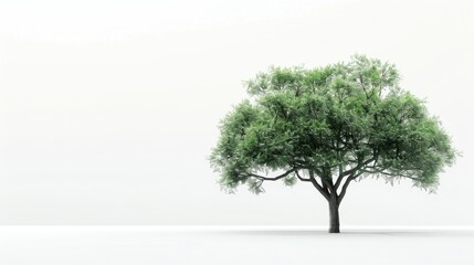 Obraz premium Isolated big tree against a clean white backdrop, emphasizing solitude and simplicity.
