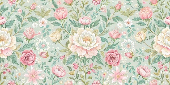 Seamless floral pattern with delicate pastel colors and intricate design, floral, seamless, pattern, pastel, colors, design