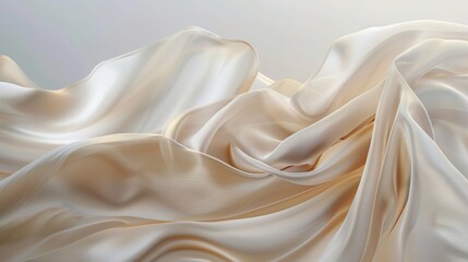Obraz premium Delicate silk fabric drifts effortlessly on the breeze, its luxurious texture and subtle sheen exuding an aura of refinement and opulence, set against a backdrop of simple yet graceful design.