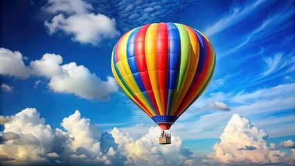 Naklejka premium Colorful balloon floating in the sky, celebration, party, flying, happiness, joy, festive, inflatable, decor, decoration, sky, clouds