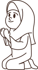 Girl Praying Line Illustration