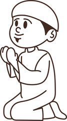 Boy Praying Line Illustration