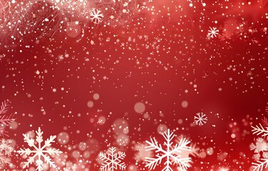Red Background with White Snowflakes for New Year