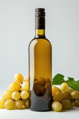 Obraz premium White Grape Wine Bottle and Fresh White Grapes