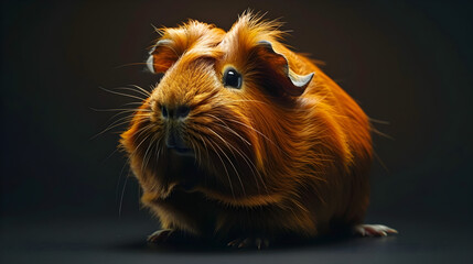 Reverse Angle Portrait of a Captivating Guinea Pig Against Contrasting Backdrop