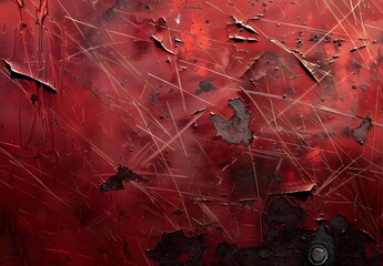 Red Metal Texture With Scratches And Stains