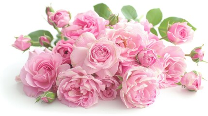 Fototapeta premium Beautiful pink rose flowers arranged on a white background